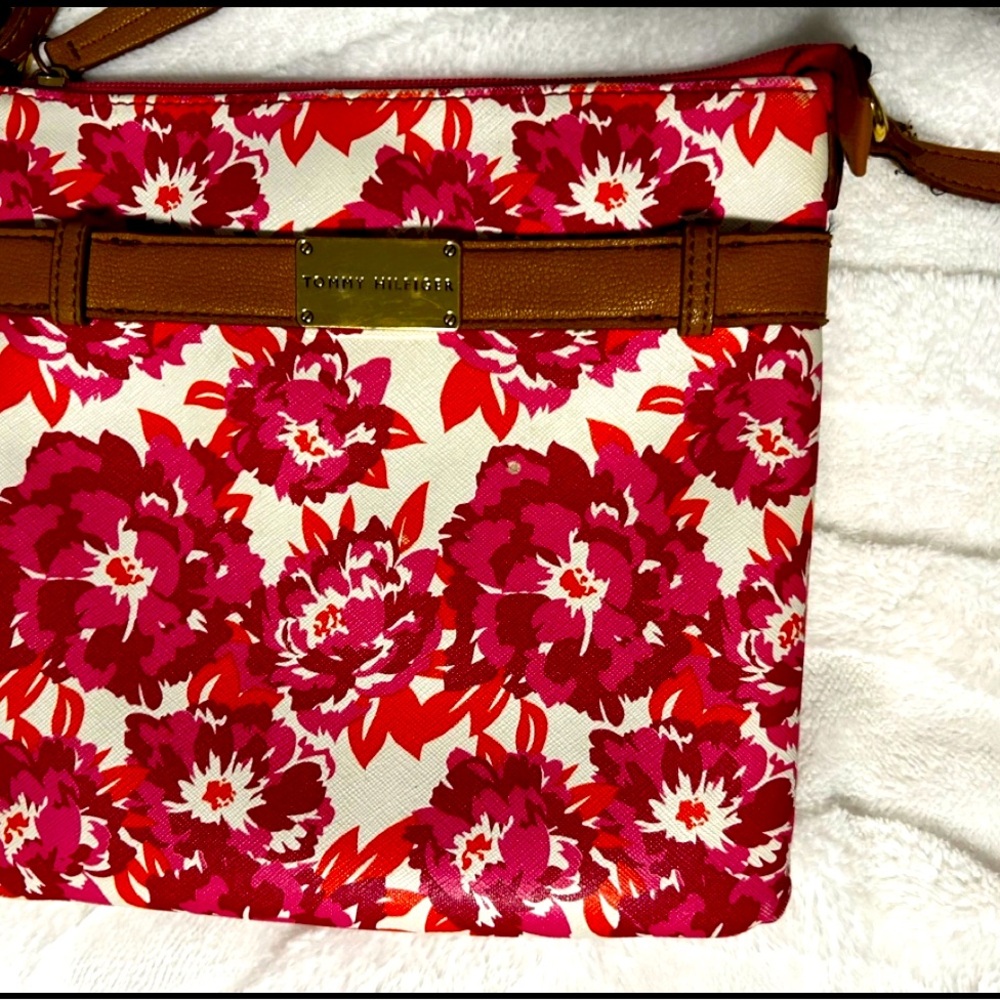 Tommy Hilfiger Floral Crossbody Bag - Pink and Brown